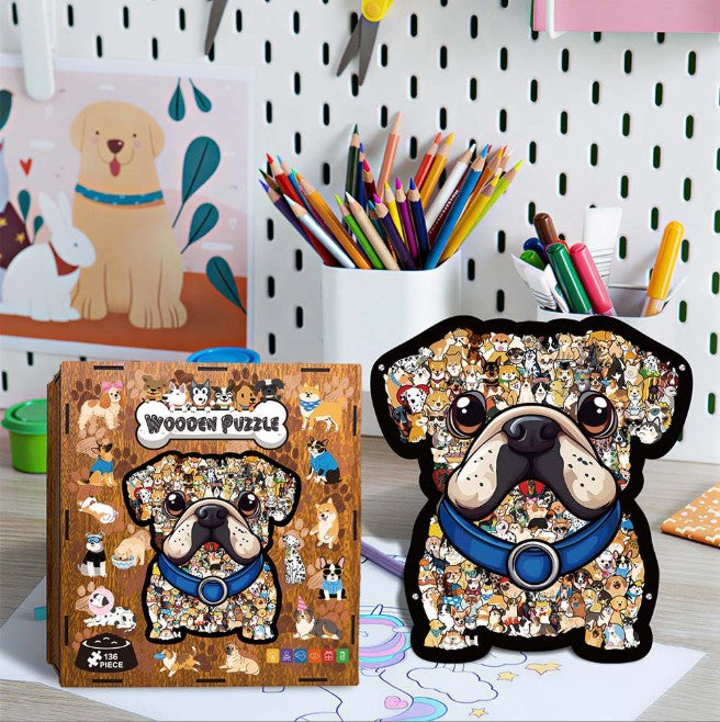 Rompecabezas De Madera 3d Perro Puzzle Premium 136 Piezas
