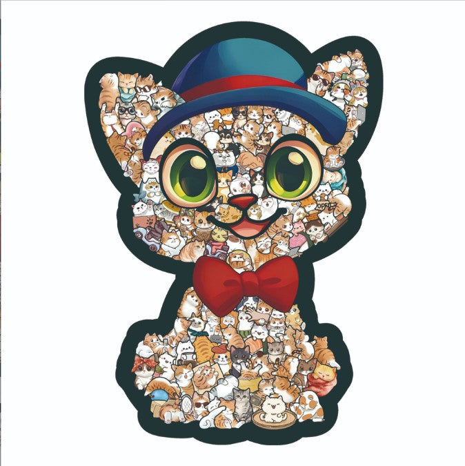 Rompecabezas Madera Gatito Azul Irregular Con Marco