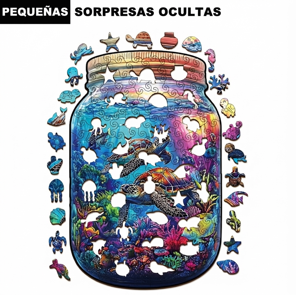 Rompecabezas Madera Botella Marina 3d Con Alcancia