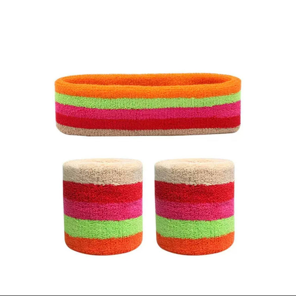Set Deportivo: Diadema Y 2 Muñequeras Algodón Absorbente