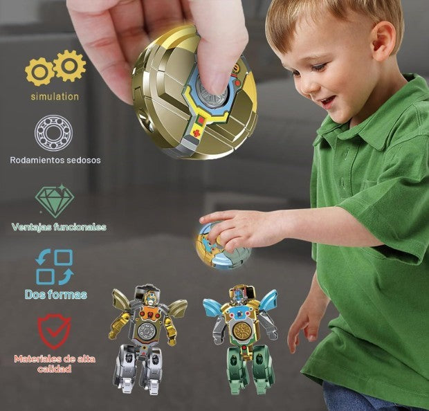 Pack X2 Robot Transformable Spinner Antiestrés Niños