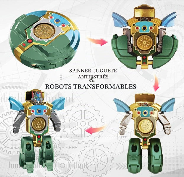 Pack X2 Robot Transformable Spinner Antiestrés Niños