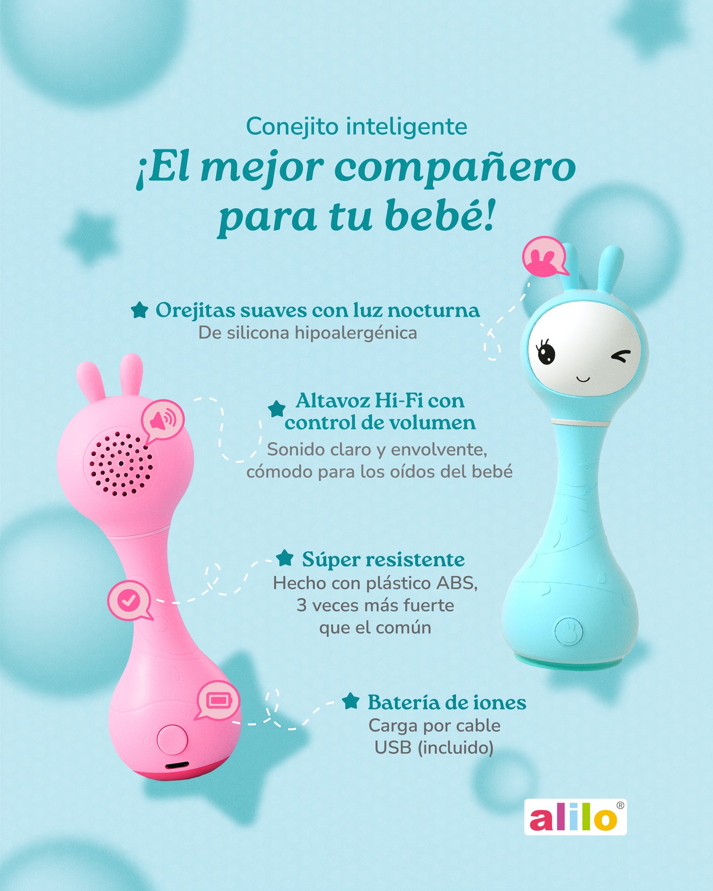 Conejito inteligente Alilo rosa