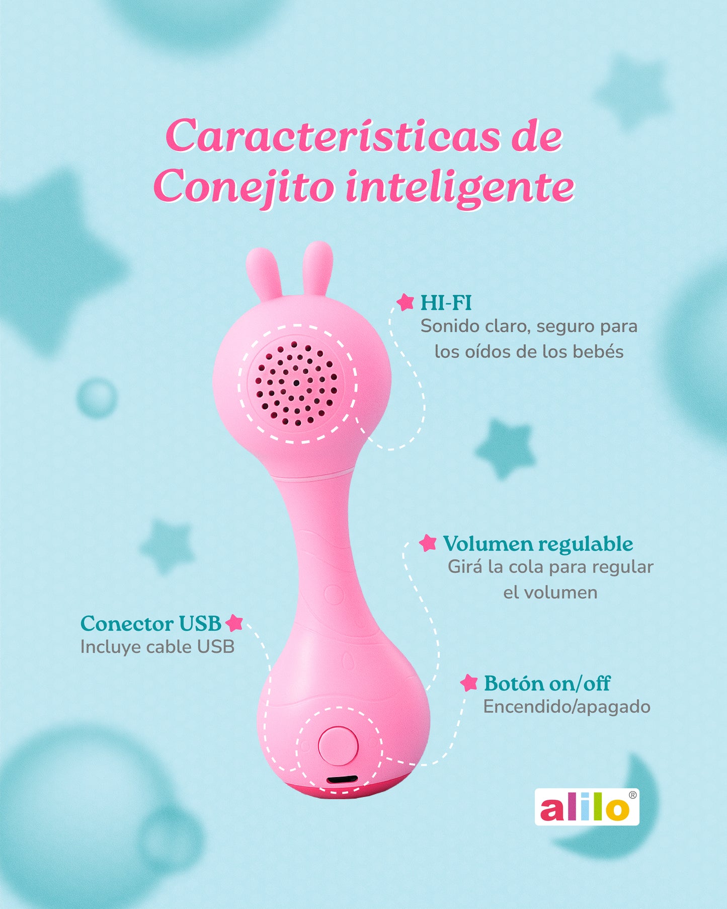 Conejito inteligente Alilo rosa