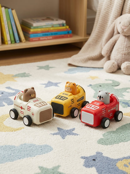 Set 3 Vehículos Inerciales Avión Y Auto A Presión Niño