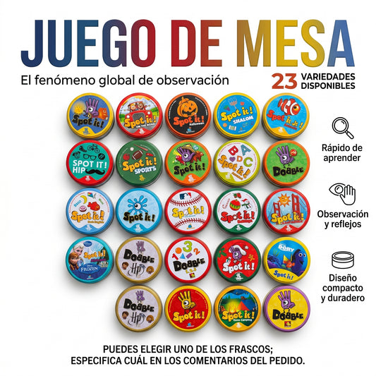 Juego De Mesa Dobble Spot It Varios Modelos A Eleccion