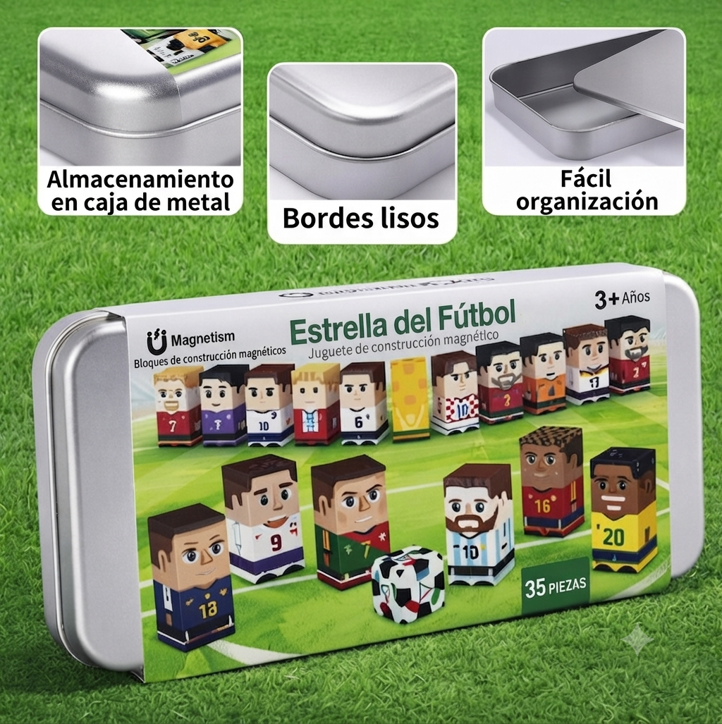 Bloques Magnéticos Copa Mundial 35 Pcs En Caja Lata