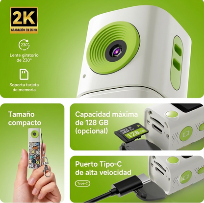 Mini Camara Digital Ccd Retro G10 Lente Giratorio 2k