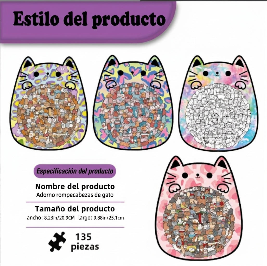 Wacocetoy Rompecabezas Gato De Madera 135 Piezas Rosa