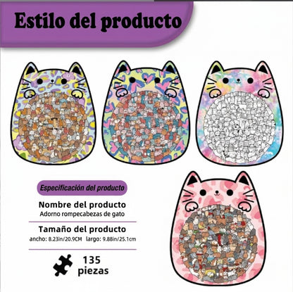 Wacocetoy Rompecabezas Gato De Madera 135 Piezas Rosa