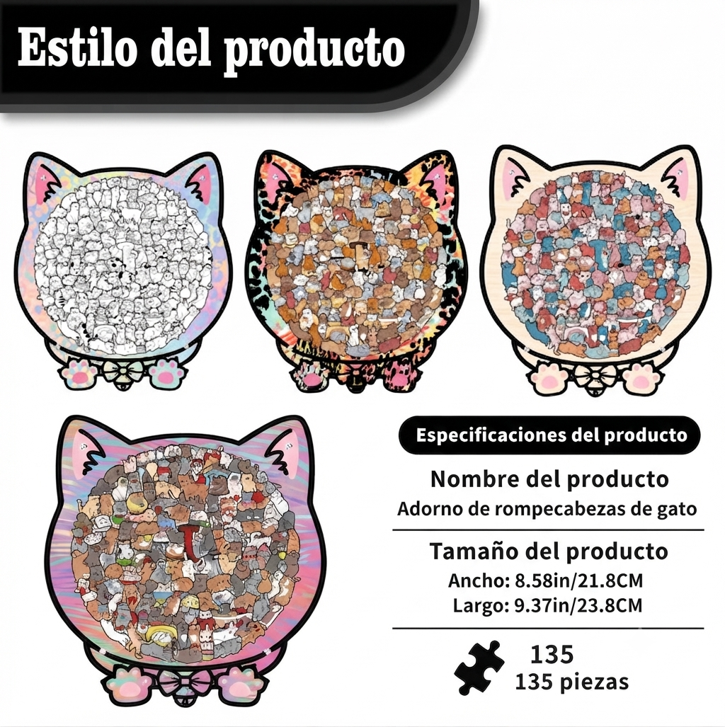 Rompecabezas Madera Gato Naranja 135 Piezas Irregular