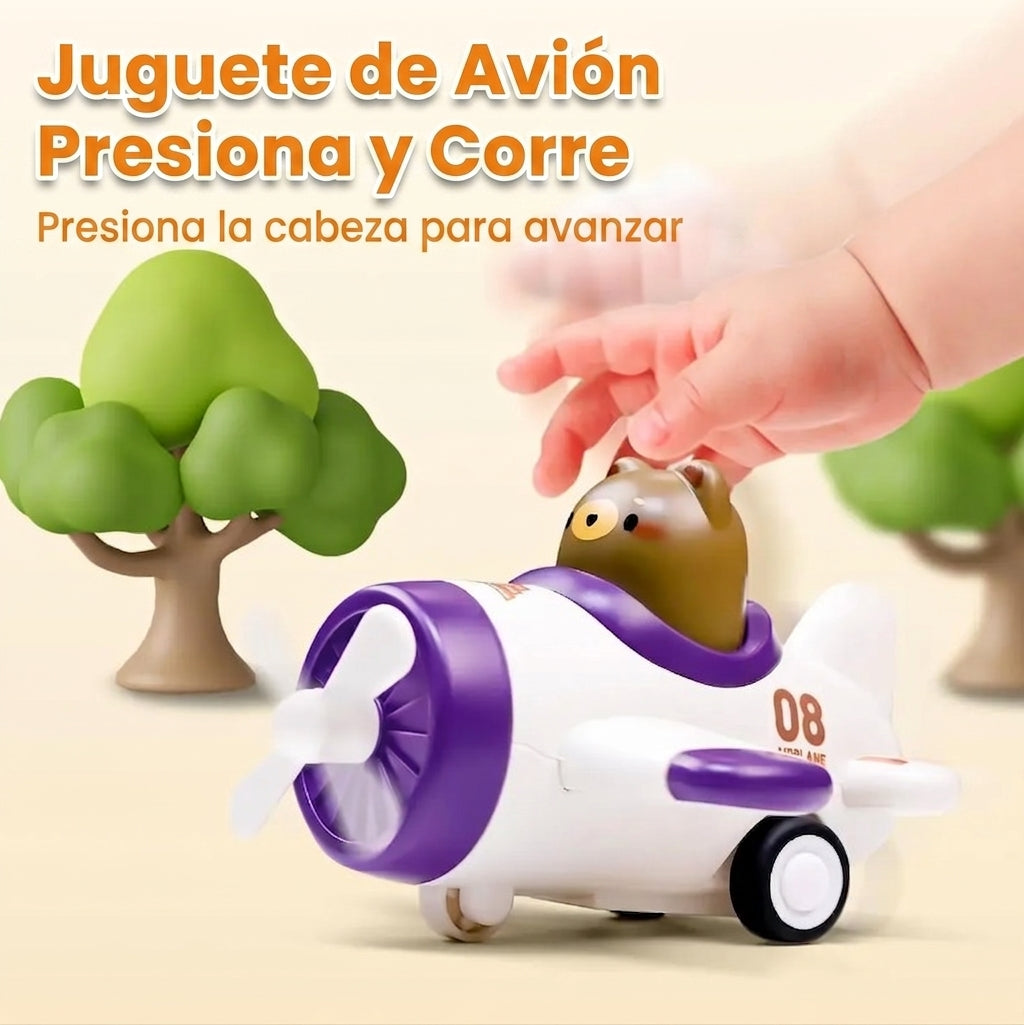 Set 3 Vehículos Inerciales Avión Y Auto A Presión Niño