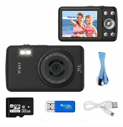 Cámara Digital W&o Q3 64mp 2.5k + Sd 32gb + Funda Regalo