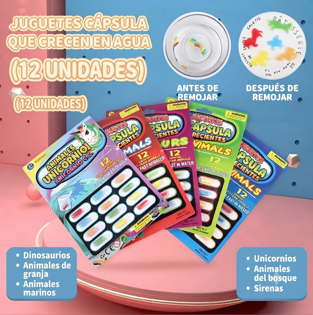 Juguete Capsulas Crecen En Agua Set 6 Variedades