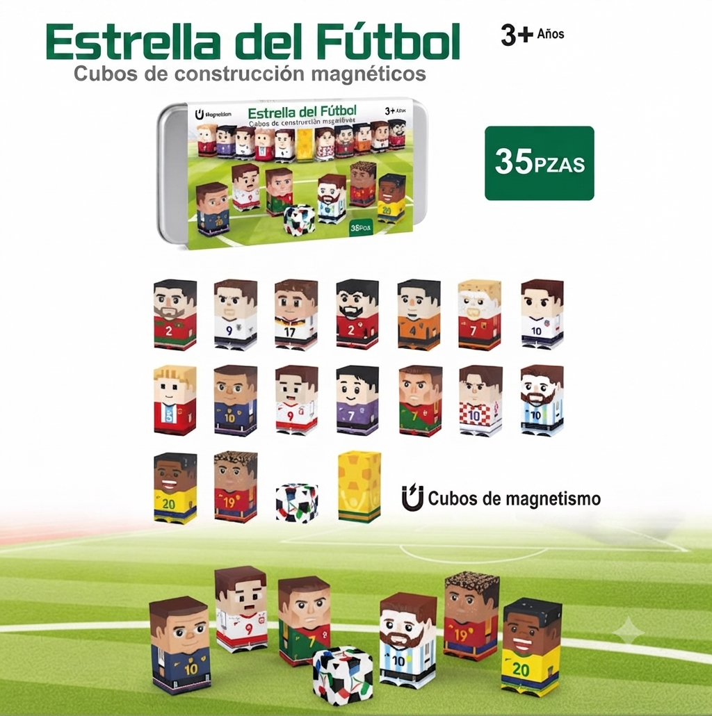 Bloques Magnéticos Copa Mundial 35 Pcs En Caja Lata