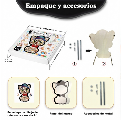 Rompecabezas Madera Gatito Azul Irregular Con Marco