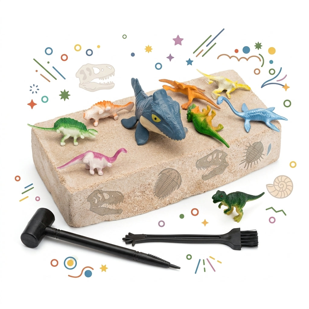 Kit Arqueología Niños Excavación Fósiles Figuras Sorpresa