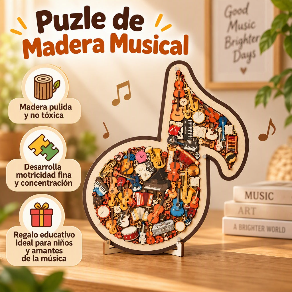Puzzle Madera Notas Musicales Juego Educativo Regalo