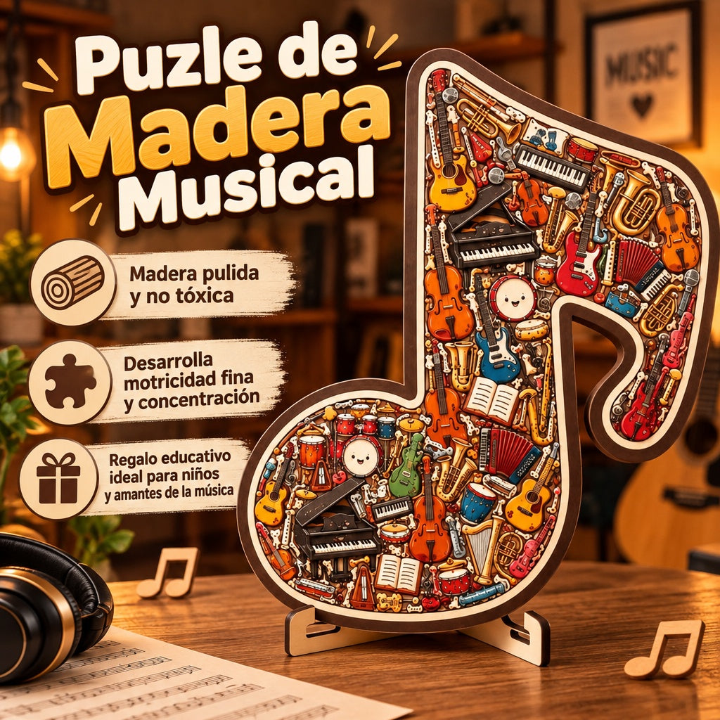 Puzzle Madera Notas Musicales Juego Educativo Regalo