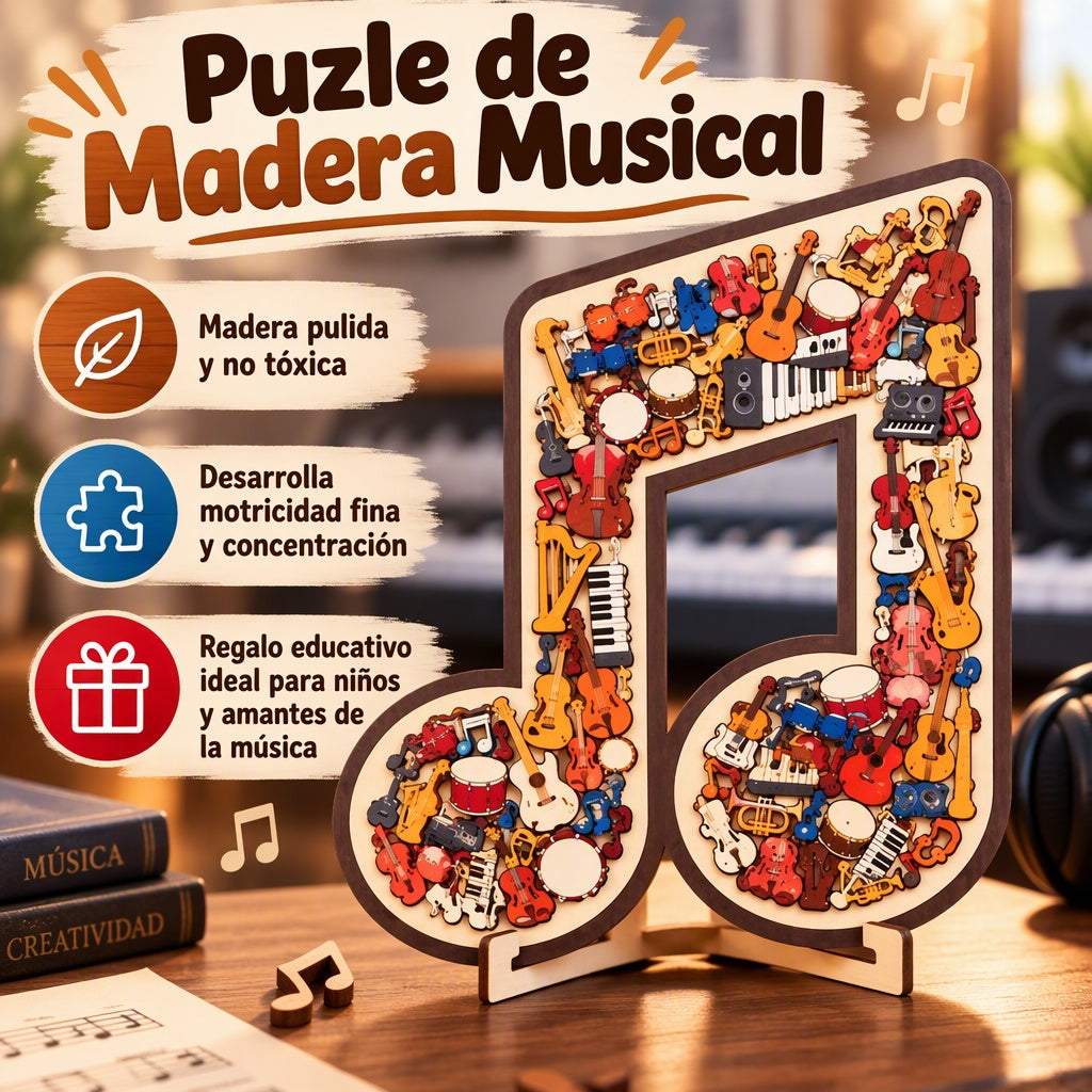 Puzzle Madera Notas Musicales Juego Educativo Regalo