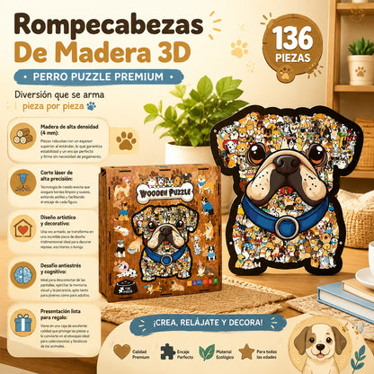Rompecabezas De Madera 3d Perro Puzzle Premium 136 Piezas