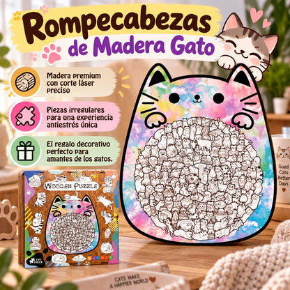 Wacocetoy Rompecabezas Gato De Madera 135 Piezas Rosa