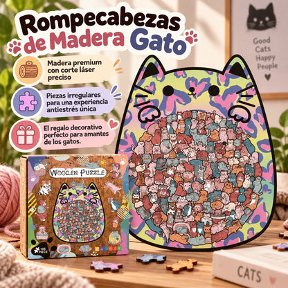 Wacocetoy Rompecabezas Gato De Madera 135 Piezas Rosa
