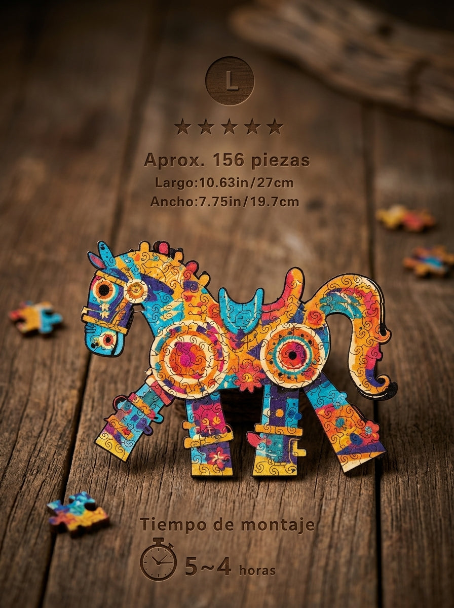 Rompecabezas Madera Caballo Arcoiris 3d Con Alcancia