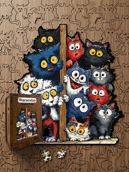Rompecabezas Madera Gato Sorprendido 3d 187 Piezas