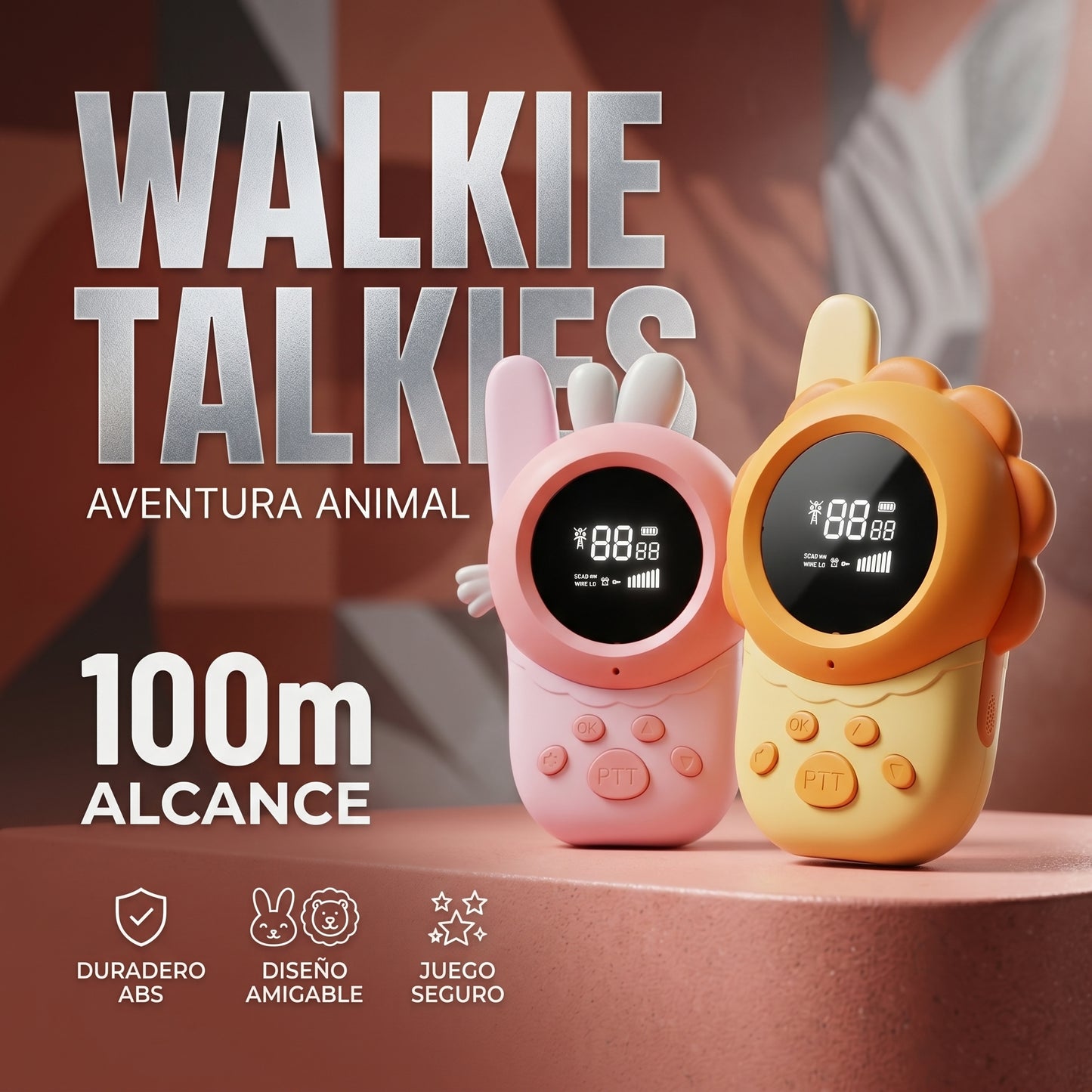 Set 2 Walkie Talkies Para Niños Diseño Animales