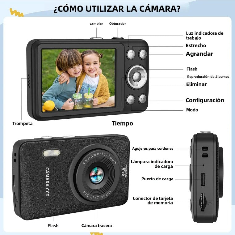 Cámara Digital W&o Q3 64mp 2.5k + Sd 32gb + Funda Regalo