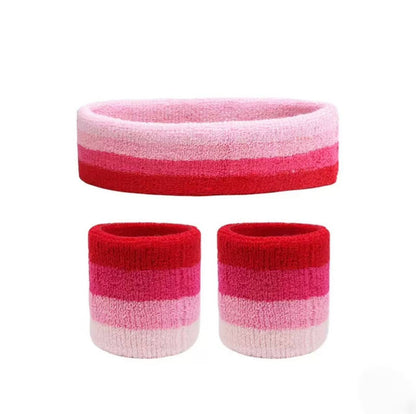 Set Deportivo: Diadema Y 2 Muñequeras Algodón Absorbente
