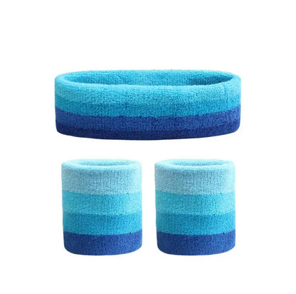 Set Deportivo: Diadema Y 2 Muñequeras Algodón Absorbente
