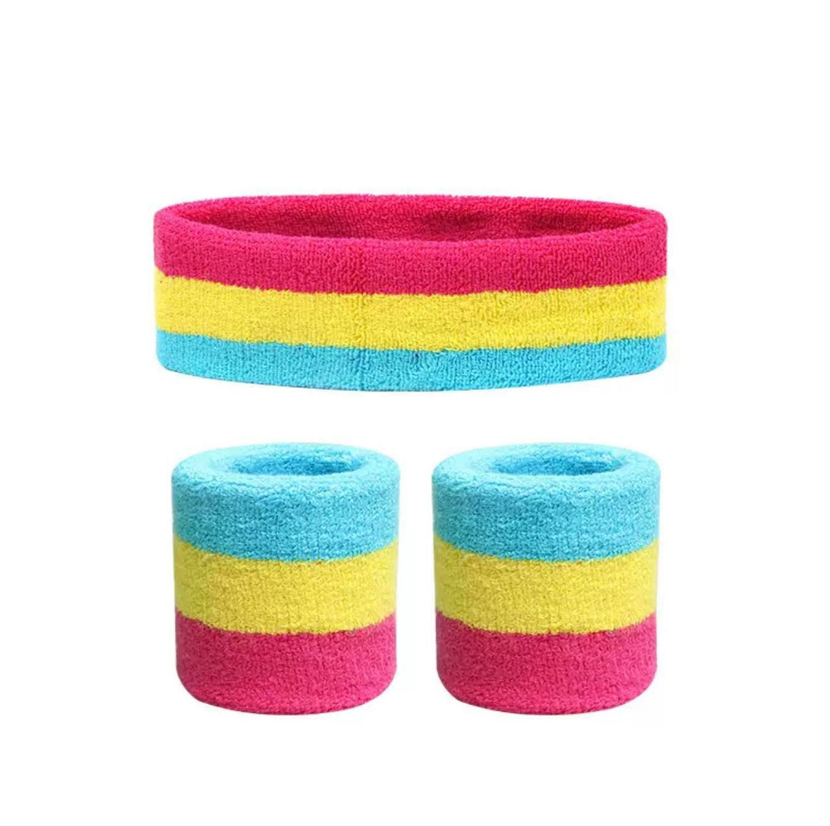 Set Deportivo: Diadema Y 2 Muñequeras Algodón Absorbente