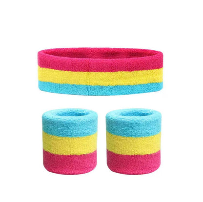 Set Deportivo: Diadema Y 2 Muñequeras Algodón Absorbente