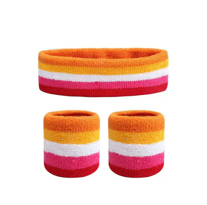 Set Deportivo: Diadema Y 2 Muñequeras Algodón Absorbente
