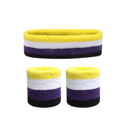 Set Deportivo: Diadema Y 2 Muñequeras Algodón Absorbente