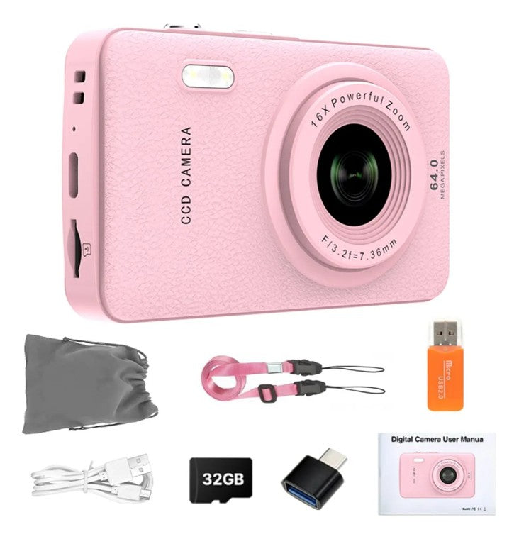 Cámara Digital W&o Q3 64mp 2.5k + Sd 32gb + Funda Regalo